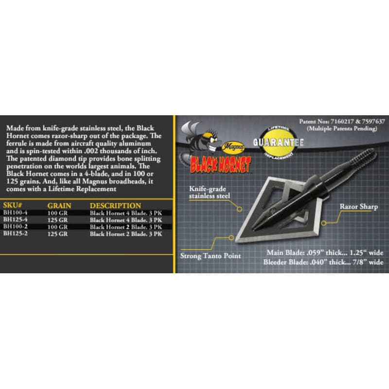 Magnus Black Hornet  2 Blade Broadhead 100 gr