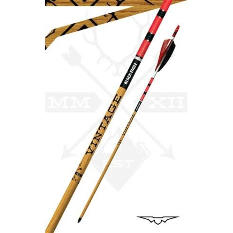 Black Eagle Vintage Crested Feathered  Arrows 350 (6 Pk) Red/Black