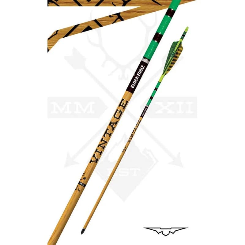 Black Eagle Vintage Crested Feathered Arrows 500 (6 Pk) Green/Yellow