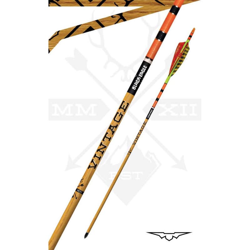 Black Eagle Vintage Crested Feathered Arrows 350 (6 Pk) Yellow/Orange